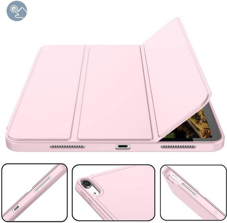 Etui D-Pro Smart Cover Case pokrowiec obudowa z klapką z uchwytem na rysik Apple Pencil / iPad Pro 11 2018 / Air 4 10.9" 2020 / Air 5 10.9" 2022 / Air 6 11" 2024 / Air 7 11" 2025 (Różowe)