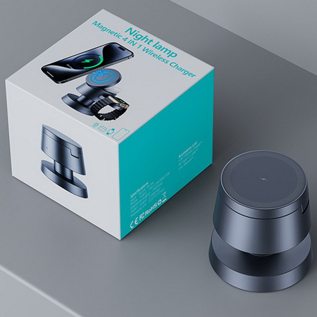 Ładowarka indukcyjna MFC Mushroom Lamp 15W szybka bezprzewodowa magnetyczna stacja MagSafe do Apple Watch / iPhone / AirPods (Szara)