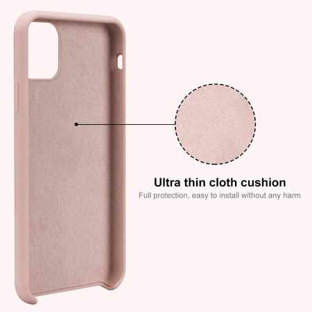 Etui D-Pro Liquid Silicone Case obudowa z mikrofibrą do iPhone 11 Pro Max (Różowy)