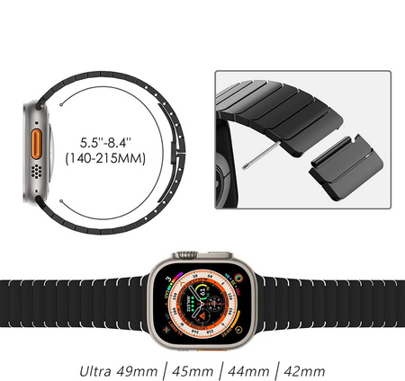 Pasek bransoleta stalowa Steel Link do Apple Watch 1/2/3/4/5/6/7/8/9/SE/Ultra 42/44/45/49mm (Czarny)