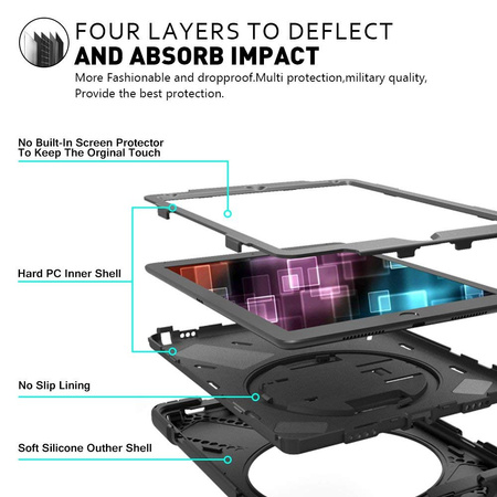 D-Pro 360 Armor Strap Case etui pancerne z uchwytem na rękę i paskiem na ramię iPad Air 2