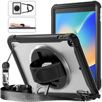 D-Pro 360 Shock V2 Strap Case etui pancerne z uchwytem na rękę i paskiem na ramię do Apple iPad 7/8/9 10.2 (Czarny)