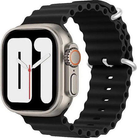 Pasek opaska sportowa D-Pro Ocean Loop do zegarka Apple Watch 1/2/3/4/5/6/7/8/9/SE 38/40/41mm (Czarny)