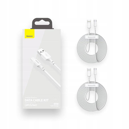 Kabel Baseus zestaw USB do USB-C QC PD 40W 150cm (2 szt.) (Biały)