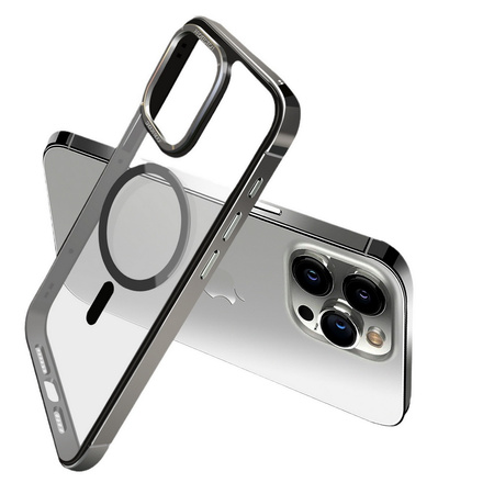 Etui D-Pro Titanium Metal Frame obudowa magnetyczna do MagSafe iPhone 15 Pro  Max (Czarny)