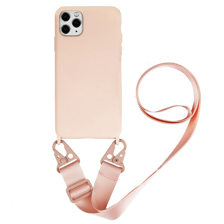 Etui D-Pro Crossbody XL obudowa pasek smycz zawieszka na ramię szyję iPhone 12 mini/13 Mini (Różowy)