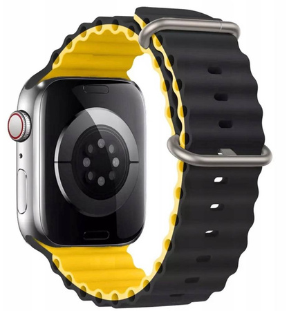 Pasek opaska sportowa D-Pro Ocean Loop do zegarka Apple Watch 1/2/3/4/5/6/7/8/SE/Ultra 42/44/45/49mm (Czarny/Żółty)