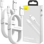 Kabel Baseus zestaw szybkich kabli USB do Micro-USB 2.1A 150cm (2 szt.) (Biały)