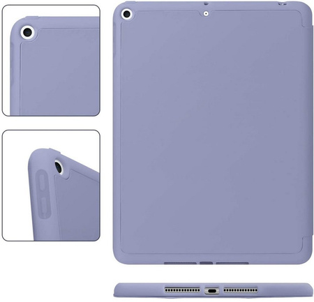 Etui D-Pro Smart Cover Case pokrowiec obudowa z klapką z uchwytem na rysik Apple Pencil / iPad Air 1/2 9.7 2017/2018 5/6 gen. (Fioletowy)