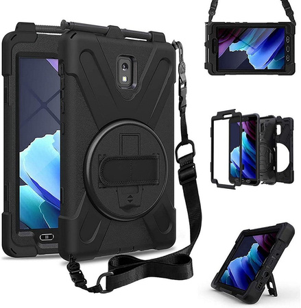 D-Pro 360 Armor Strap Case etui pancerne z uchwytem na rękę i paskiem na ramię do Samsung Galaxy Tab Active 3 (T570/T575/T577) 2020 / Tab Active 5 (X300/X306B) 2024