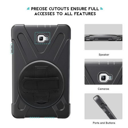 D-Pro 360 Armor Strap Case etui pancerne z uchwytem na rękę i paskiem na ramię Samsung Galaxy Tab A 10.1 T580/585/587 (Black)