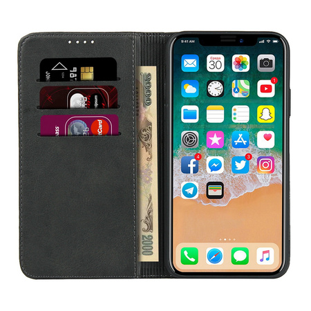 Etui D-Pro Flip Cover Wallet Case z klapką magnetyczną portfel iPhone 13 Pro Max (Czarny)