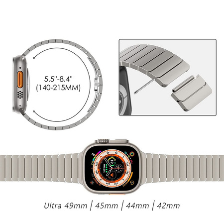 Pasek bransoleta stalowa Steel Link do Apple Watch 1/2/3/4/5/6/7/8/9/SE/Ultra 42/44/45/49mm (Tytanowy)