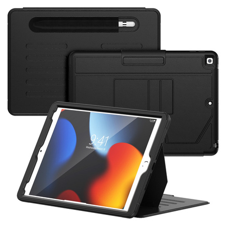 Etui D-Pro Letz Magnetic Smart Cover Case etui pancerne magnetyczne z klapką do Apple iPad 7/8/9 10.2" (Czarny)