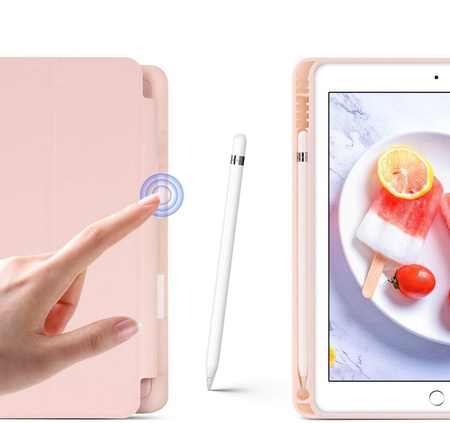 Etui D-Pro Smart Cover Case pokrowiec obudowa z klapką z uchwytem na rysik Apple Pencil / iPad 7/8/9 10.2 / iPad 10.5 / Air 3 (Pink)