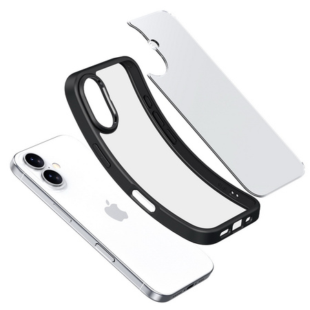 Etui D-Pro Crystal Hybrid obudowa hybrydowa mocna z czarną ramką do iPhone 16 (Przezroczysty/Czarny)