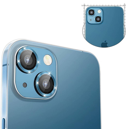 Zestaw Eagle Eye Lens szkło + metalowa ramka na tylną kamerę aparat do iPhone 13 mini/13 (2 szt.) (Blue)