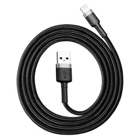 Kabel Baseus Cafule przewód mocny szybki nylonowy oplot USB-A do Lightning QC 3.0 100cm (Czarny)