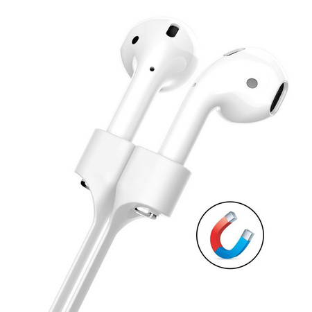 Linka D-Pro Magnetic Strap pasek magnetyczny na szyję do słuchawek Apple AirPods 1/2/3/4/Pro 1/2 (Biały)