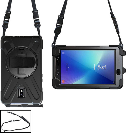 D-Pro 360 Armor Strap Case etui pancerne z uchwytem na rękę i paskiem na ramię do Samsung Galaxy Tab Active 2 8.0 (T390/T395)