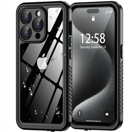 Etui D-Pro 360° Waterproof Case IP68 obudowa wodoodporna wodoszczelna pancerna do iPhone 15 Pro Max (Czarny)