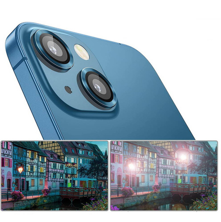 Zestaw Eagle Eye Lens szkło + metalowa ramka na tylną kamerę aparat do iPhone 13 mini/13 (2 szt.) (Blue)