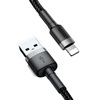 Kabel Baseus Cafule przewód mocny szybki nylonowy oplot USB-A do Lightning QC 3.0 100cm (Czarny)