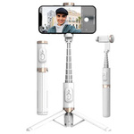 Selfie stick kijek do zdjęć tripod statyw pilot Bluetooth 73cm (Biały + złoty)