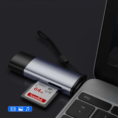 Adapter czytnik kart pamięci SD microSD SDHC TF USB 3.0 USB-C OTG Plug&Play