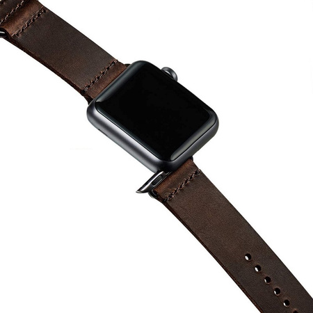 D-Pro Vintage Retro Leather Strap skórzany pasek do Apple Watch 1/2/3/4/5/6/7/8/9/10/SE/Ultra 38/40/41/42mm (Dark Brown)