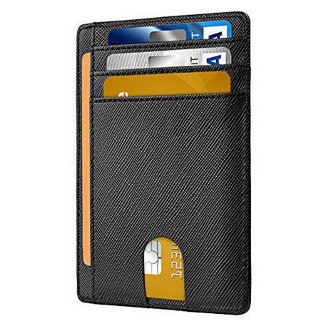 Portfel D-Pro RFID Black Cross Card Wallet płaski cienki etui na karty dokumenty (Czarny)