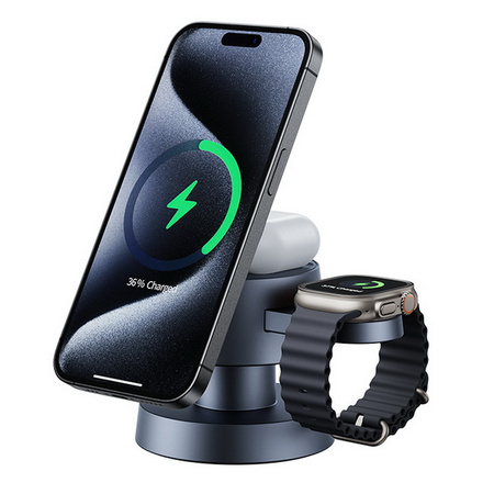 Ładowarka indukcyjna MFC Mushroom Lamp 15W szybka bezprzewodowa magnetyczna stacja MagSafe do Apple Watch / iPhone / AirPods (Szara)