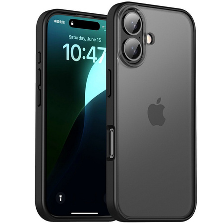 Etui D-Pro Matte Hybrid obudowa matowa do iPhone 16 (Czarny)