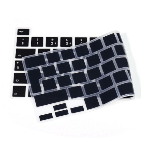 Nakładka osłona silikonowa na klawiaturę laptopa Apple MacBook Pro 13 (A2251/A2289/A2338) / Pro 16 (A2141) (Layout EU PL) (Czarna)