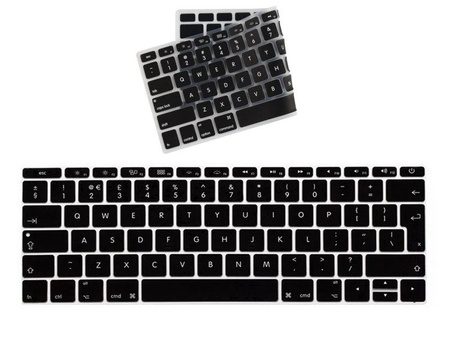 Nakładka osłona silikonowa na klawiaturę laptopa Apple MacBook 12 (A1534)/Pro 13 (A1708) (Layout EU PL) (Czarna)