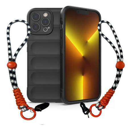 Etui D-Pro 3D Silicone Case Wrist Rope ze smyczą na nadgarstek - iPhone 15 Pro (Niebieski)