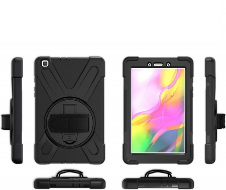 D-Pro 360 Armor Strap Case etui pancerne z uchwytem na rękę i paskiem na ramię Samsung Galaxy Tab A 8.0 T290/T295 2019