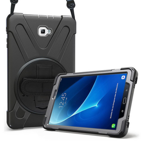 D-Pro 360 Armor Strap Case etui pancerne z uchwytem na rękę i paskiem na ramię Samsung Galaxy Tab A 10.1 T580/585/587 (Black)