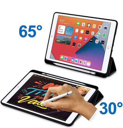 Etui D-Pro Smart Cover Case pokrowiec obudowa z klapką z uchwytem na rysik Apple Pencil / iPad 7/8/9 10.2 / iPad 10.5 / Air 3 (Czarny)