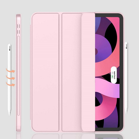 Etui D-Pro Smart Cover Case pokrowiec obudowa z klapką z uchwytem na rysik Apple Pencil / iPad Pro 11 2018 / Air 4 10.9" 2020 / Air 5 10.9" 2022 / Air 6 11" 2024 (Różowe)