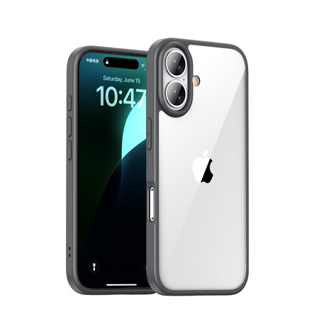 Etui D-Pro Crystal Hybrid obudowa hybrydowa mocna z czarną ramką do iPhone 16 (Przezroczysty/Czarny)