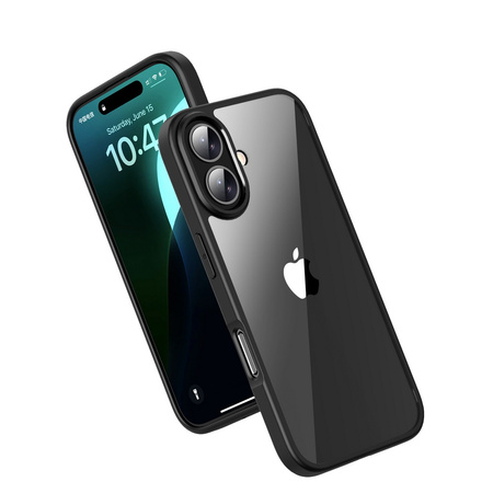 Etui D-Pro Crystal Hybrid obudowa hybrydowa mocna z czarną ramką do iPhone 16 Plus (Przezroczysty/Czarny)