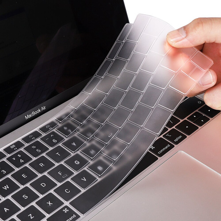 Nakładka osłona silikonowa na klawiaturę laptopa Apple MacBook Air 13 (A2179/A2337 M1) (Layout EU PL) (Przezroczysta)