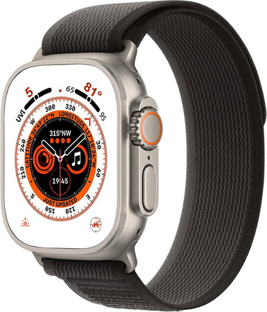 Pasek opaska Trail Loop do Apple Watch 1/2/3/4/5/6/7/8/9/10/SE/Ultra 44/45/49mm (Czarny/ pomarańczowy)