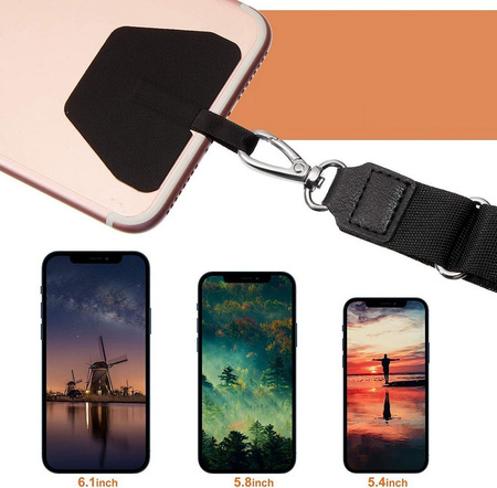 Smycz D-Pro Crossbody XL Neck Strap pasek na ramię szyję wkładka pod etui do telefonu (Czarna)