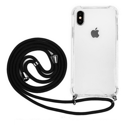 Etui D-Pro Crossbody TPU na sznurku z paskiem na ramię do iPhone X/XS (Czarny)