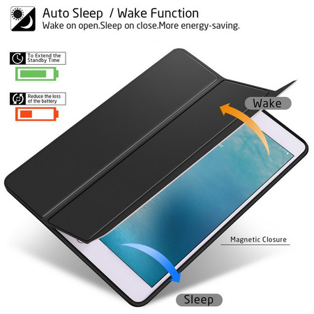 Etui D-Pro Smart Cover Folio Case pokrowiec obudowa z uchwytem na rysik Apple Pencil na tablet iPad Pro 12.9" 1/2 Gen. (2015/2017) A1584 A1652 A1670 A1671 (Czarny)