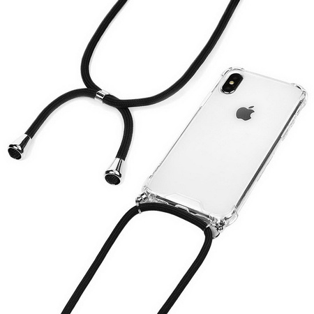 Etui D-Pro Crossbody TPU na sznurku z paskiem na ramię do iPhone X/XS (Czarny)