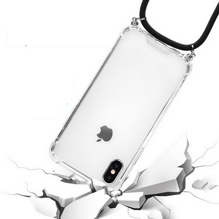 Etui D-Pro Crossbody TPU na sznurku z paskiem na ramię do iPhone X/XS (Czarny)