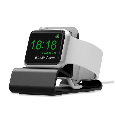 Stojak D-Pro Aluminium Night Stand Podstawka do Apple Watch 1/2/3/4/5/6/7/8/9/10/SE 1/2/Ultra 1/2 (Szary)